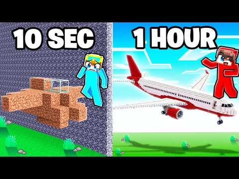 10 Seconds vs 1 Hour AIRPLANE House Build Challenge!